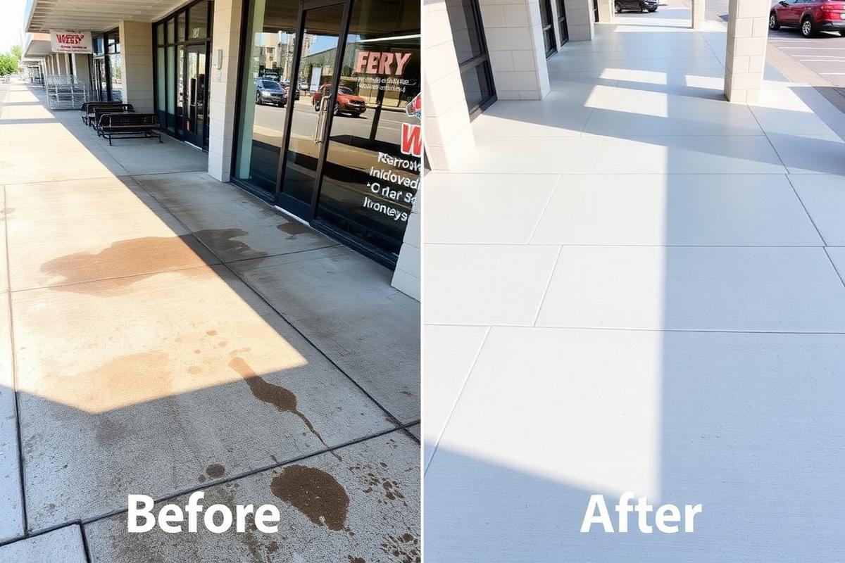 Commercial Storefront before and after pressure washing