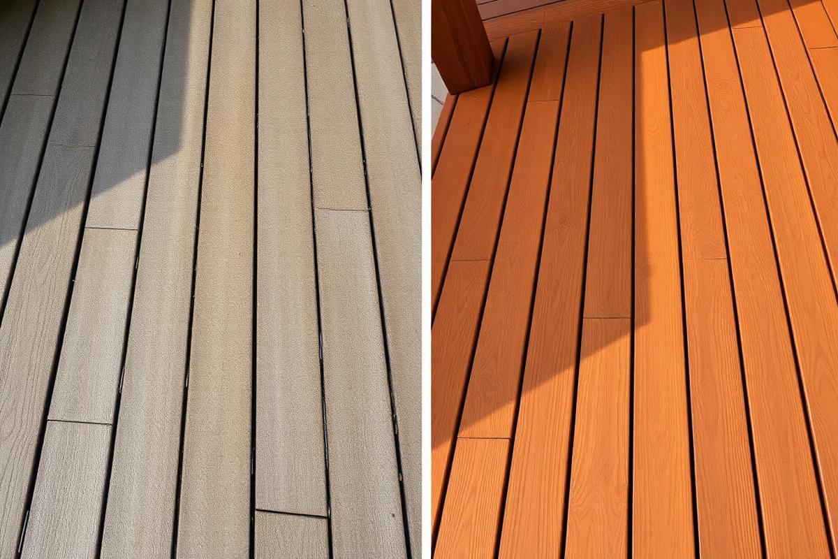 Deck Restoration before and after pressure washing