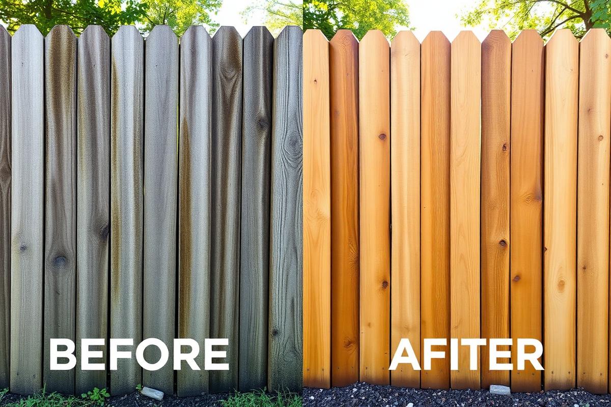 Fence Revival before and after pressure washing